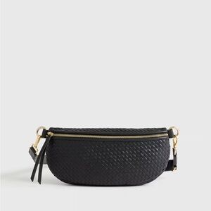 Quince Black Italian Handwoven Leather Sling Bag Crossbody | New + Dust Bag